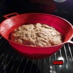 Aluatul isi dubleaza volumul la crescut - pregatire blat reteta placinta de post cu mere si tarate