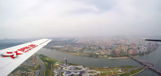 Imagini din avion realizate cu Pyongyang capitala Coreei de Nord