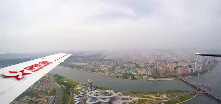 Imagini din avion realizate cu Pyongyang capitala Coreei de Nord